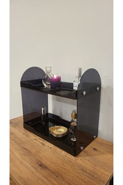 HomeSide Two-Tier Makeup and Jewelry Organizer - Tabletop Perfume Stand, Bathroom Organizer Shelf
