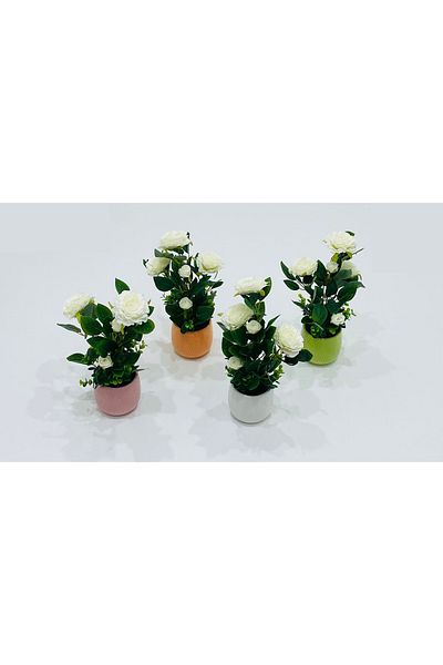 TrentonGCC Artificial White Rose Flower Arrangement – Set of 12