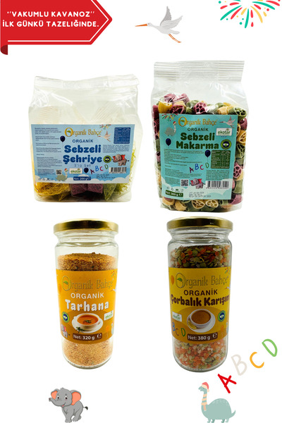 Organik Bahçe Organik Sertifikalı Ek Gıda Seti 6 Ay Organik Şehriye, Makarna,...
