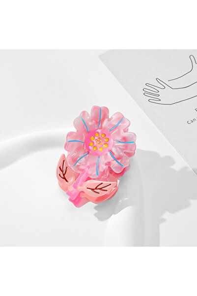 Nolana Pink Flower Patterned Bone Acetate High Quality Buckle