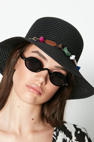 C&City Short Brim Straw Beach Hat Y23730-50 Black