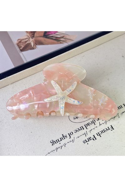 Nolana Starfish Patterned Bone Acetate High Quality Buckle - Pink