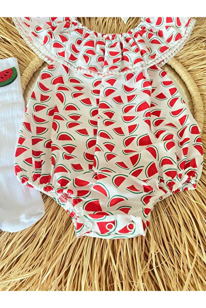 EBRU ÖZÖRGÜCÜ Girl's Fruity Jumpsuit Bandana and Socks Set