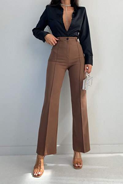 Livik Brown Grass Women's Loose 90's Super High Loose Leg Palazzo Trousers