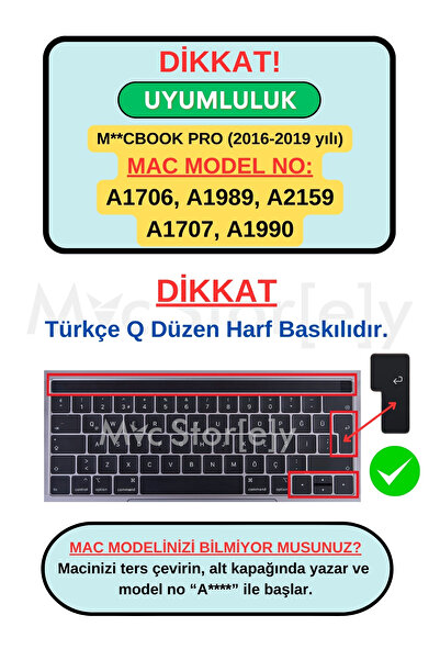 Mcstorey Macbook Pro Kılıf Klavye Koruyucu Türkçe Q Baskılı A1706 A1989 A2159 A1707 A1990 Ile Uyumlu