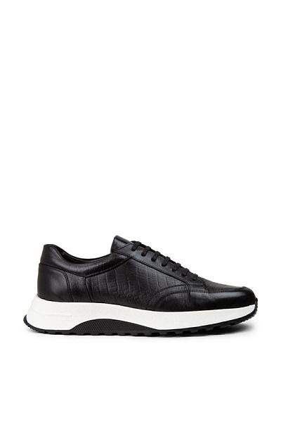 Deery Black Genuine Leather Men's Sneaker