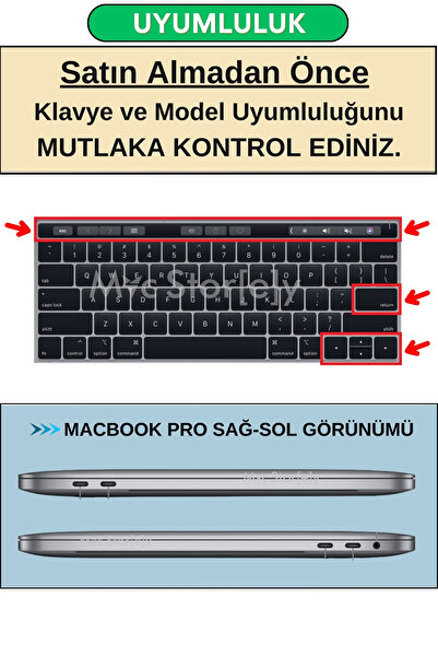 Mcstorey Macbook Pro Kılıf Klavye Koruyucu Ingilizce Baskılı (US-ABD) A1706 A1989 A2159 A1707 A1990 Uyumlu
