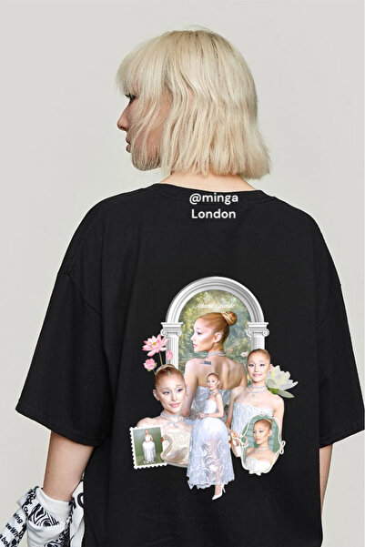 Minga London Tricou negru Ariana Grande Princess oversize