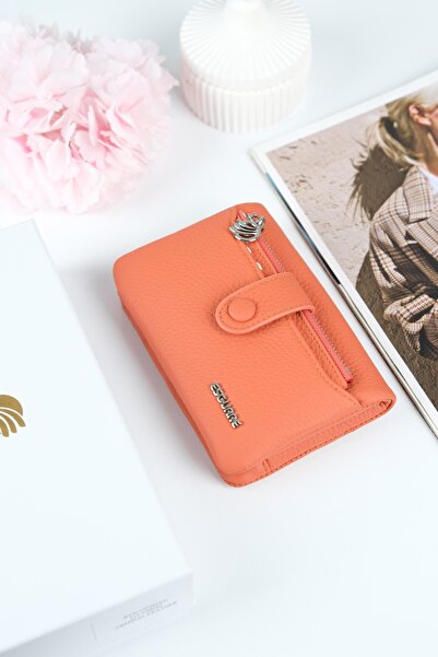 ESGUARE محفظة نسائية من الجلد الطبيعي بتصميم مقسم