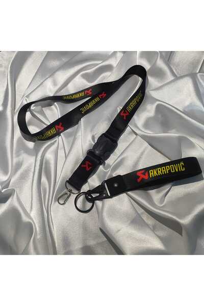 CEBECİOTO Akrapovic Key Chain and Neck Hanger Rope Set Quality Auto - Moto Ac...