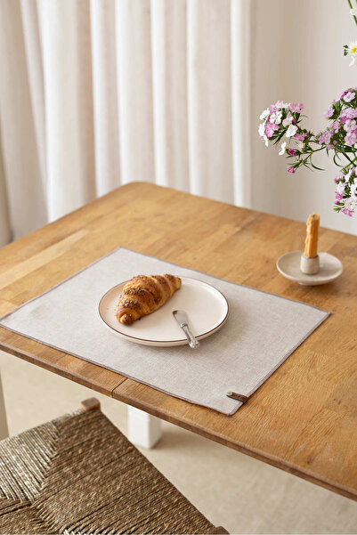 Wellstil بيج مقاوم للبقع مقاس 35 × 45 سم طقم من قطعتين من الكتان ذو مظهر سولين أمريكي