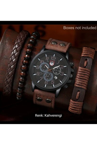 LIANDU Spor Tarz Erkek Saat + 3'lü Bileklik Seti