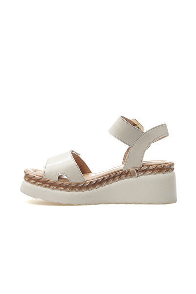 Venüs Women's Genuine Leather Wedge Heeled Daily Sandals 25Y 2512303 Y Z Beige