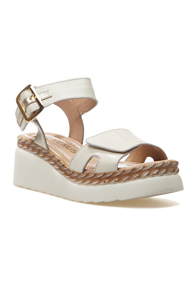 Venüs Women's Genuine Leather Wedge Heeled Daily Sandals 25Y 2512303 Y Z Beige