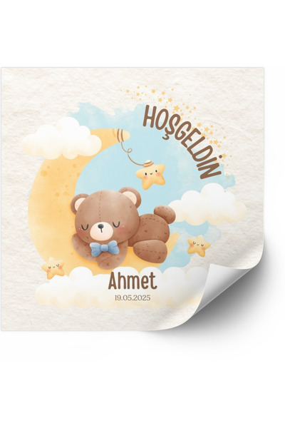 arl etiket tasarım dijital baskı merkezi Yenidoğan Çikolata Etiketi 3,5x3,5 c...