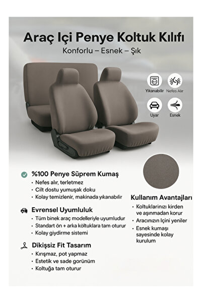 Space Reno R19 Uyumlu %100 Penye Ön Arka Penye Koltuk Kılıfı Servis Kılıfı