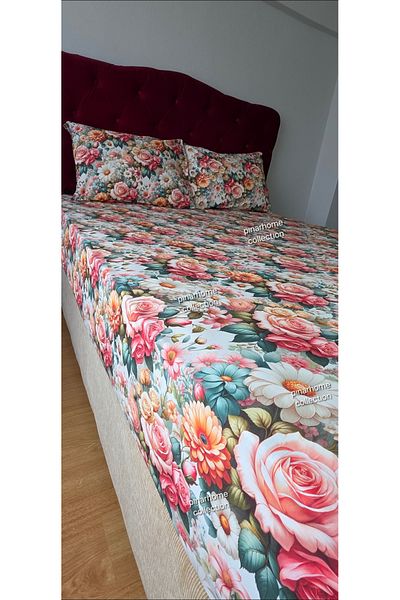 pınarhome collectıon 3D Digital Printing New Season 100% Cotton Elastic Bed Sheet+Pillow Cover Corner Depth 28-30 cm