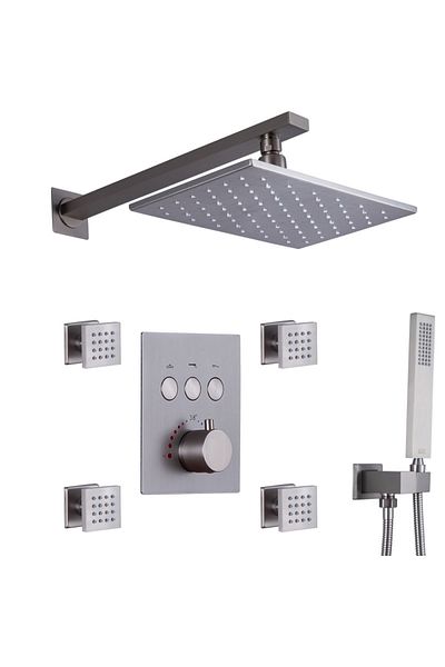 OEM Starbath Thermostatic Shower Set with Massage Function and LED Shower Head - Complete 4-Piece System