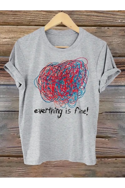 AZIZI TEKSTIL Μπλουζάκι με κοντό μανίκι με στρογγυλή λαιμόκοψη με τυπωμένο γρ...