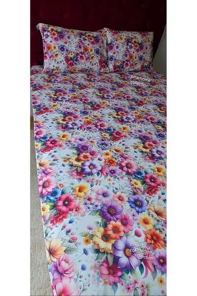 pınarhome collectıon New Season to 3D Digital Printing 100% Cotton Elastic Bed Sheets and Pillowcases Running Depth 28-30 cm