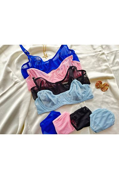 İNKO İÇ GİYİM Set de 4 sutien colorat din tul cu sârmă (sutien tanga)