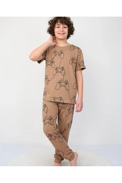 YUMİYUMM Boy's 100% Cotton Arcade Patterned Pajama Set