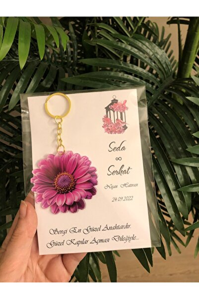 Masalsı Concept 15 Adet Kartlı Özel Baskı Anahtarlık Nikah Şekeri, Doğum, Sün...