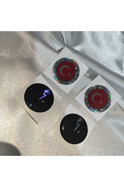 CEBECİOTO TR VE ATATÜRK HOLOGRAM DAMLA PLAKA PULU 4 ADET STİCKER OTO-MOTO AKS...