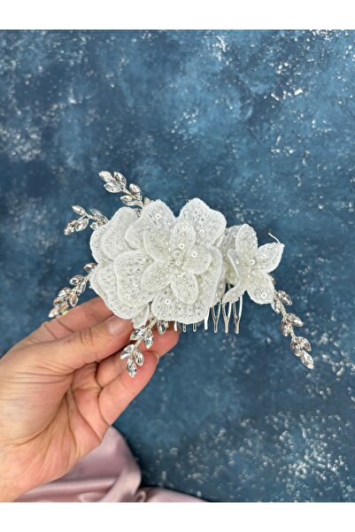 Hayalperest boncuk Maysi lace embroidered rhinestone comb barrette bridal accessory