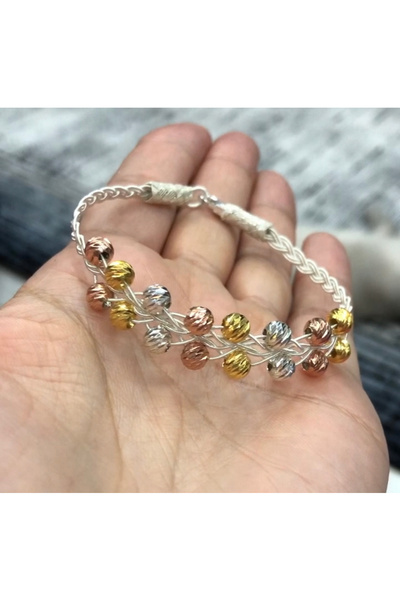 Esjewelrygümüş renkli dorika işlemeli kazaziye bileklik