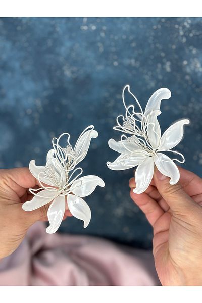 Hayalperest boncuk Luna Sedef Resin 2 Pack Hair and Turban Bridal Accessory