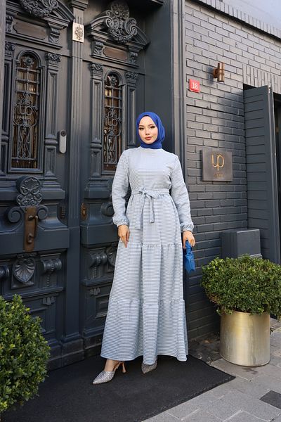 ECESSAMODAM Φόρεμα Hijab με ζώνη πολλαπλών στρώσεων