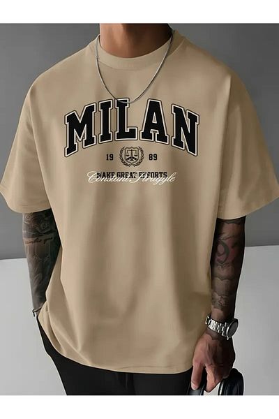 LAND MODA Ανδρικό μπλουζάκι MILAN 1989 με γραφικό εμπριμέ - 100% πολυεστέρας Streetwear T-shirt