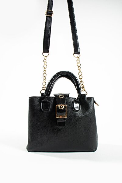 vagues حقيبة كتف و يد نسائية من الجلد بنمط الثعبان - مع حزام وسحاب