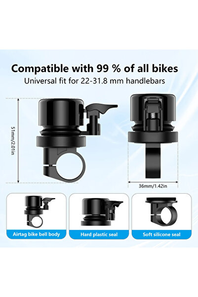 Dynego Bike Bell Six Hidden Airtag Mount Special Design for Gps Tracking and Anti-Theft