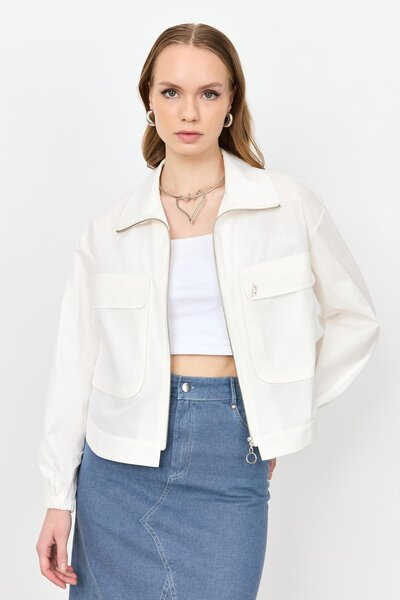 accort Cep Detay Fermuarlı Gömlek-KEMIK