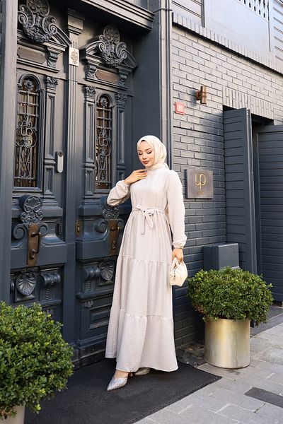 ECESSAMODAM Φόρεμα Hijab με ζώνη πολλαπλών στρώσεων