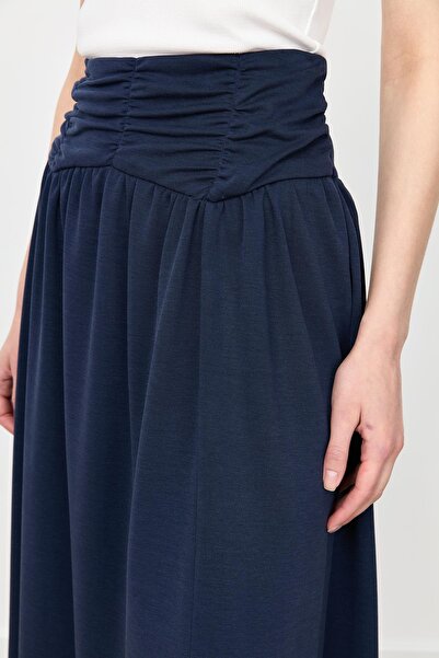 accort Büzgü Detay Yüksek Bel Uzun Etek-LACI