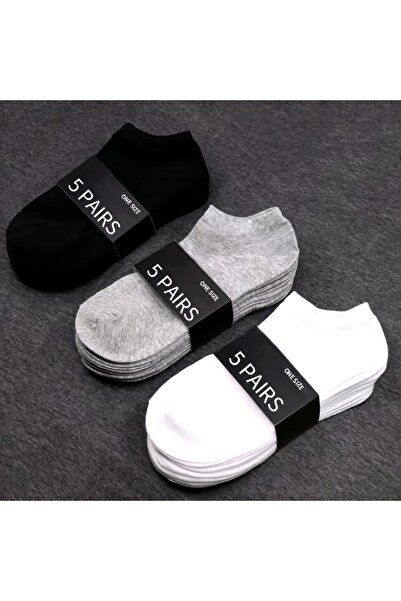 peru moda 12’li Unisex Pamuklu Patik Çorap Seti Siyah Gri Beyaz Günlük Spor