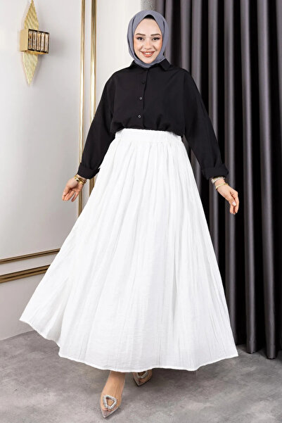 VıoShıne Women's Elastic Waist Pocket Crochet Skirt