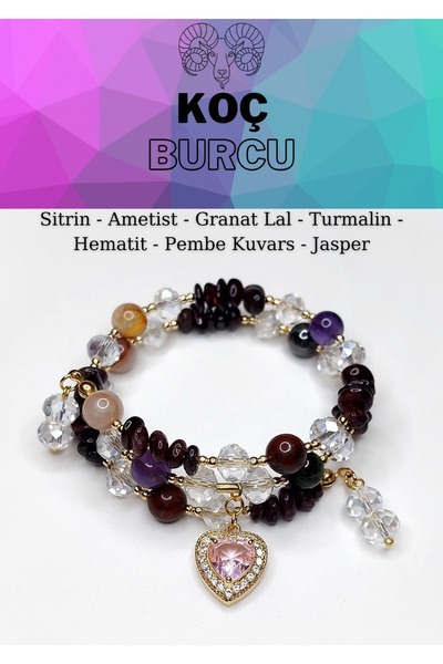 Herkimer Doğal Taş Orijinal Doğaltaş Koç Burcu Helozon Kadın Bileklik