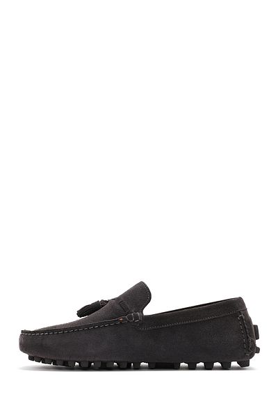 Derimod Men's Gray Tasseled Suede Leather Loafer 25Sfd 631510