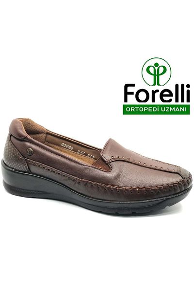 Kocamanlar Ayakkabı Forelli Lına Genuine Leather Orthopedic Comfort Women's Casual Shoes Taba
