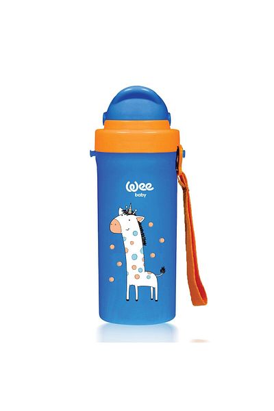 Wee Baby 896 Wee Baby Glass with Straw Blue 300 ml