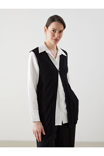 LC Waikiki Ozmarka New Season V-Neck Textured Women's Vest