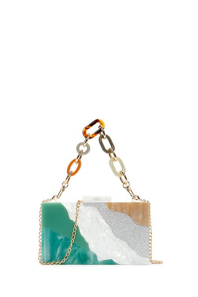 Derimod Women's Green Long Chain Strap Mini Box Bag 25Sbd2973Pv