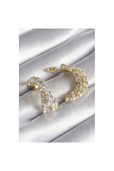 Skygo Brass Gold Color Zircon Stone Women's Earrings - TJ-BKP8625