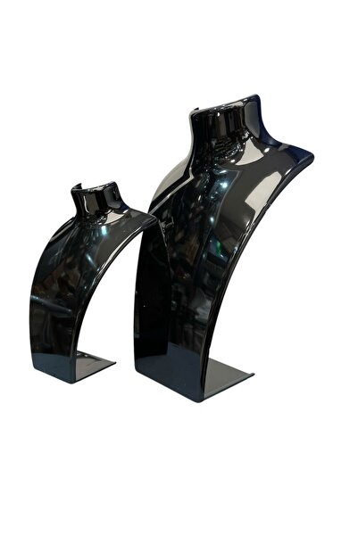 STAND MARKET Necklace Stand Acrylic Set of 2 Black, Jewelry Mannequin 2 Sizes Black