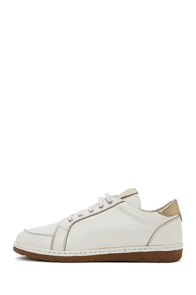 Derimod Women's Cream Lace-Up Leather Sneaker 25Sfd 411418