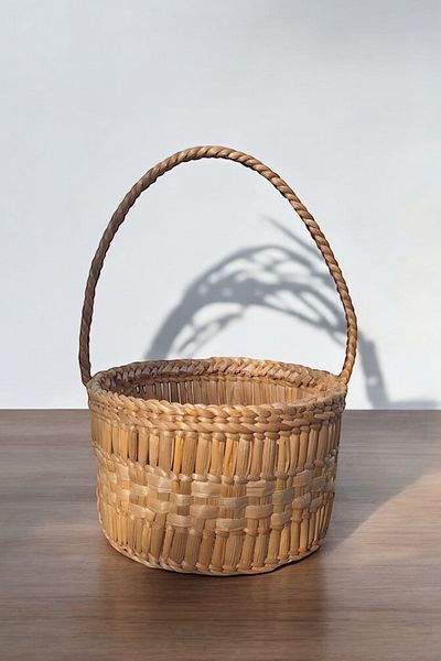 AFRALYAHOME سلة نزهة من الخوص مع مقبض سلة خوص مستديرة مجموعة النزهة اناء للزهور حامل زهور منظم بوهيمي